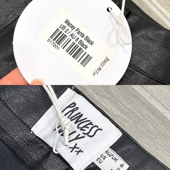 Princess Polly Macey High-Rise Straight Leg Vegan Faux Leather Pants in Black - Picture 3 of 16